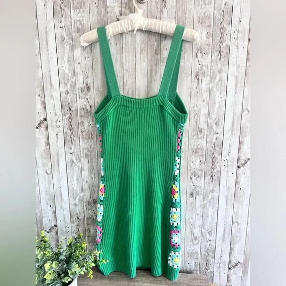 Design History Floral Grandma Square Patchwork Crochet Minidress Cottagecore Med - Picture 2 of 4